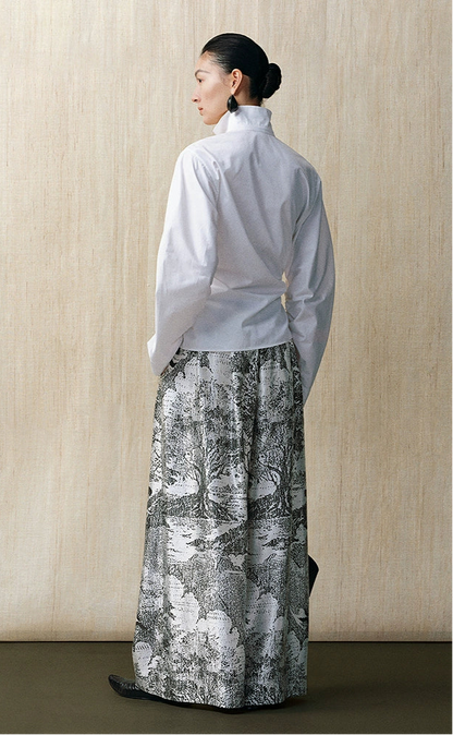 ZHUCHONGYUN cross-body lapel side strap white shirt top--KAJE.