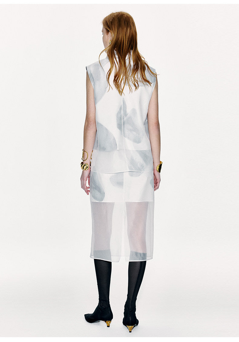 ATELIER MISS LU Spring/Summer Calla Lily Print Two-piece Tulle Top - PEDRO