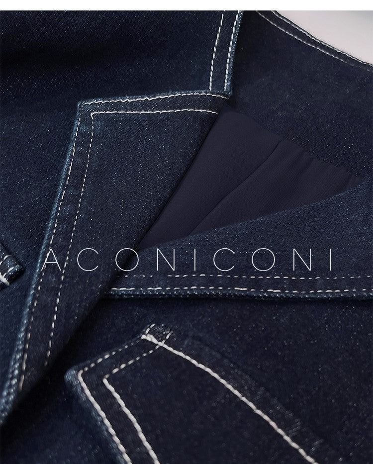 Aconiconi Luxury Blue Denim jacket - Poetry from the Other Shore