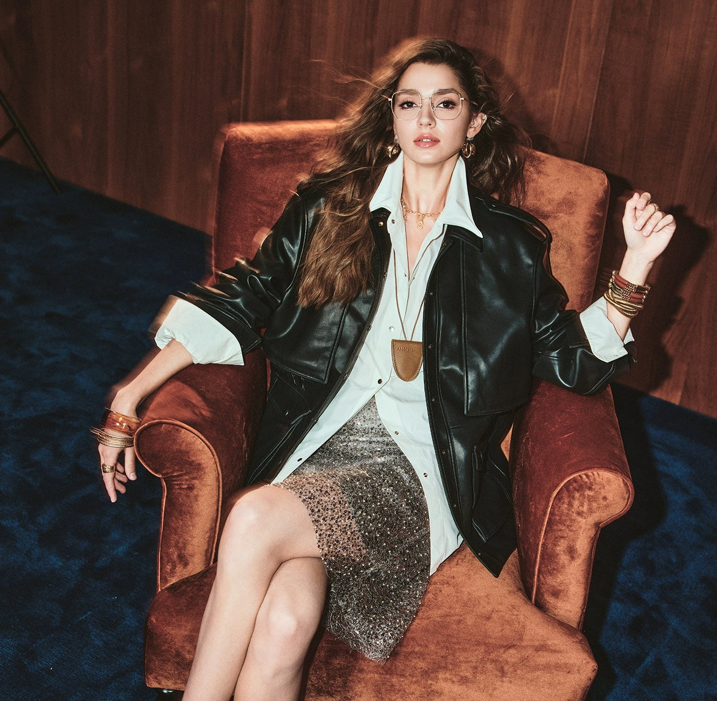 ANNASPEAK brand environmentally friendly leather silhouette jacket-LOXY.