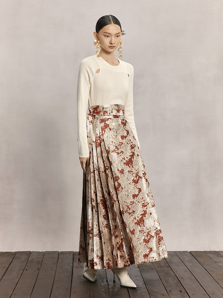 HECO Red Horse Face High Waisted Long Hanfu Skirt - offer.