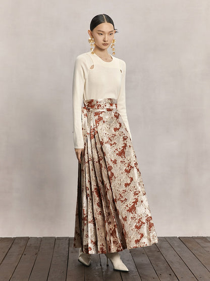 HECO Red Horse Face High Waisted Long Hanfu Skirt - offer.