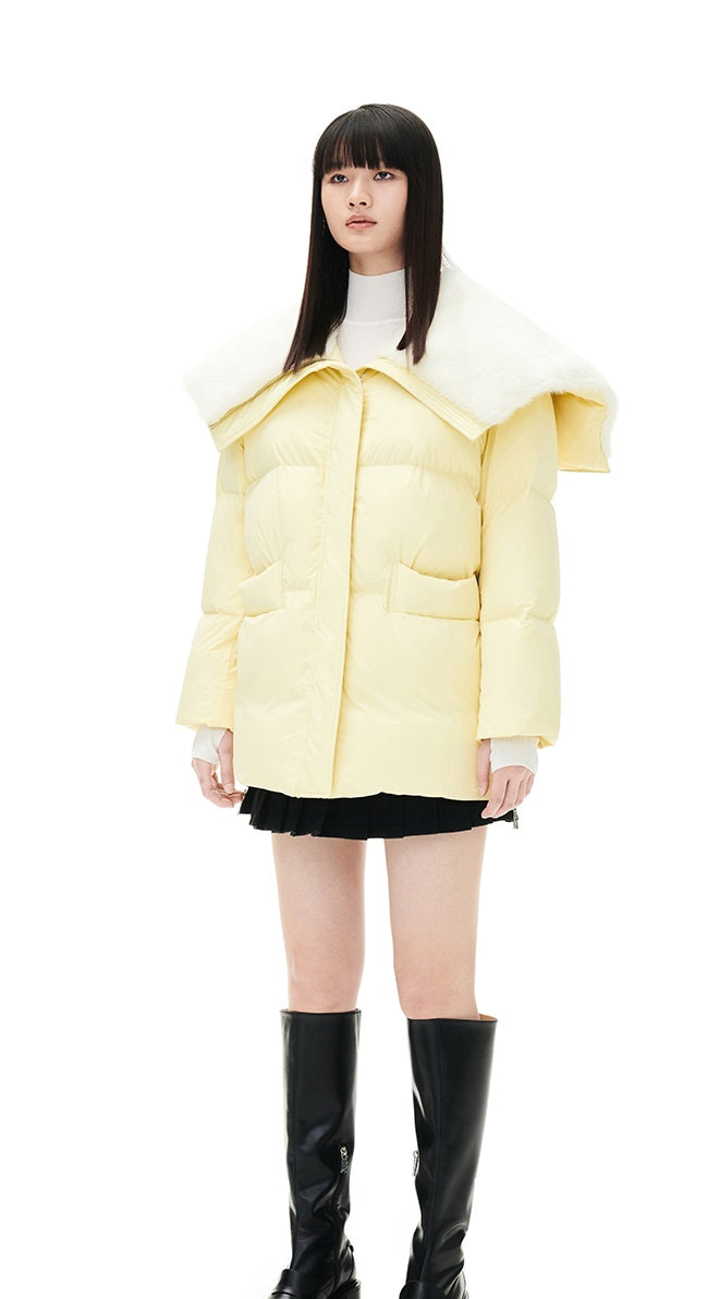 YES BY YESIR autumn women's versatile lapel quilt down jacket - Jialls