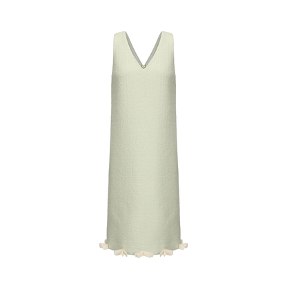 ATELIER MISS LU Bow Patchwork Sheep Wool Dress - SHANE.