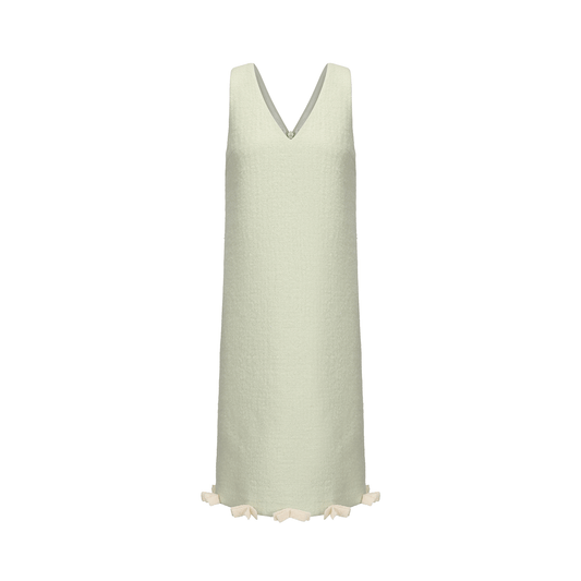 ATELIER MISS LU Bow Patchwork Sheep Wool Dress - SHANE.