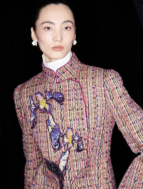 M essential Mackay designer kneaded gold coarse iris stacked slim jacket - FLAG.