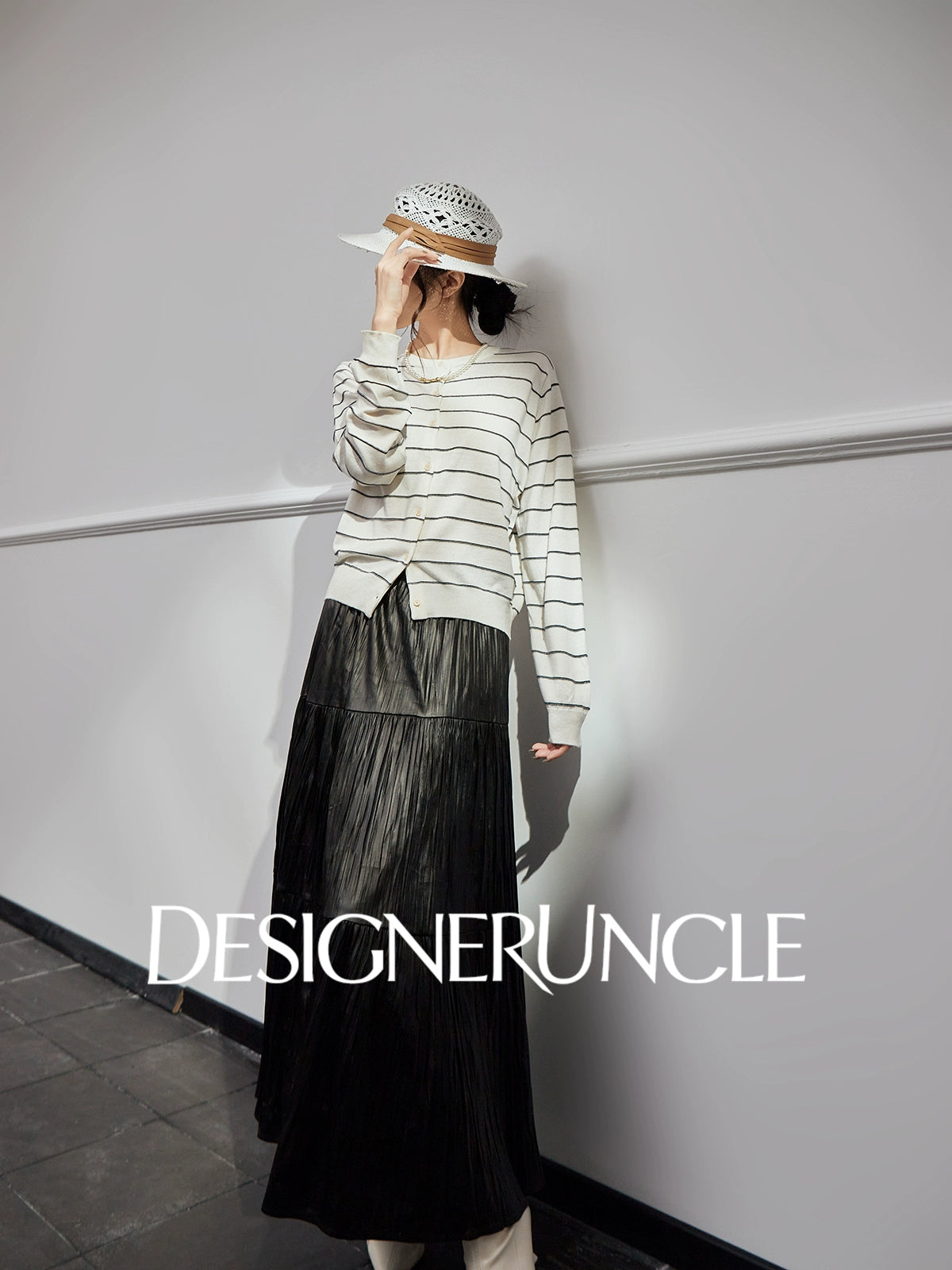 DGU |Off-white striped knitted striped cardigan luxury design top - POTEN.