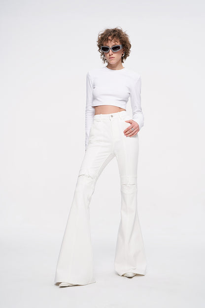 ANNAKIKI niche designer four-pointed star functional mid-rise flared pants-XIAOBEI