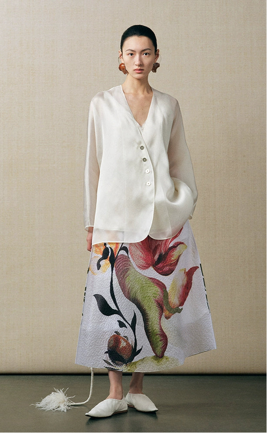 ZHUCHONGYUN new corgan satin curved cut jacket-TOMIOKA.