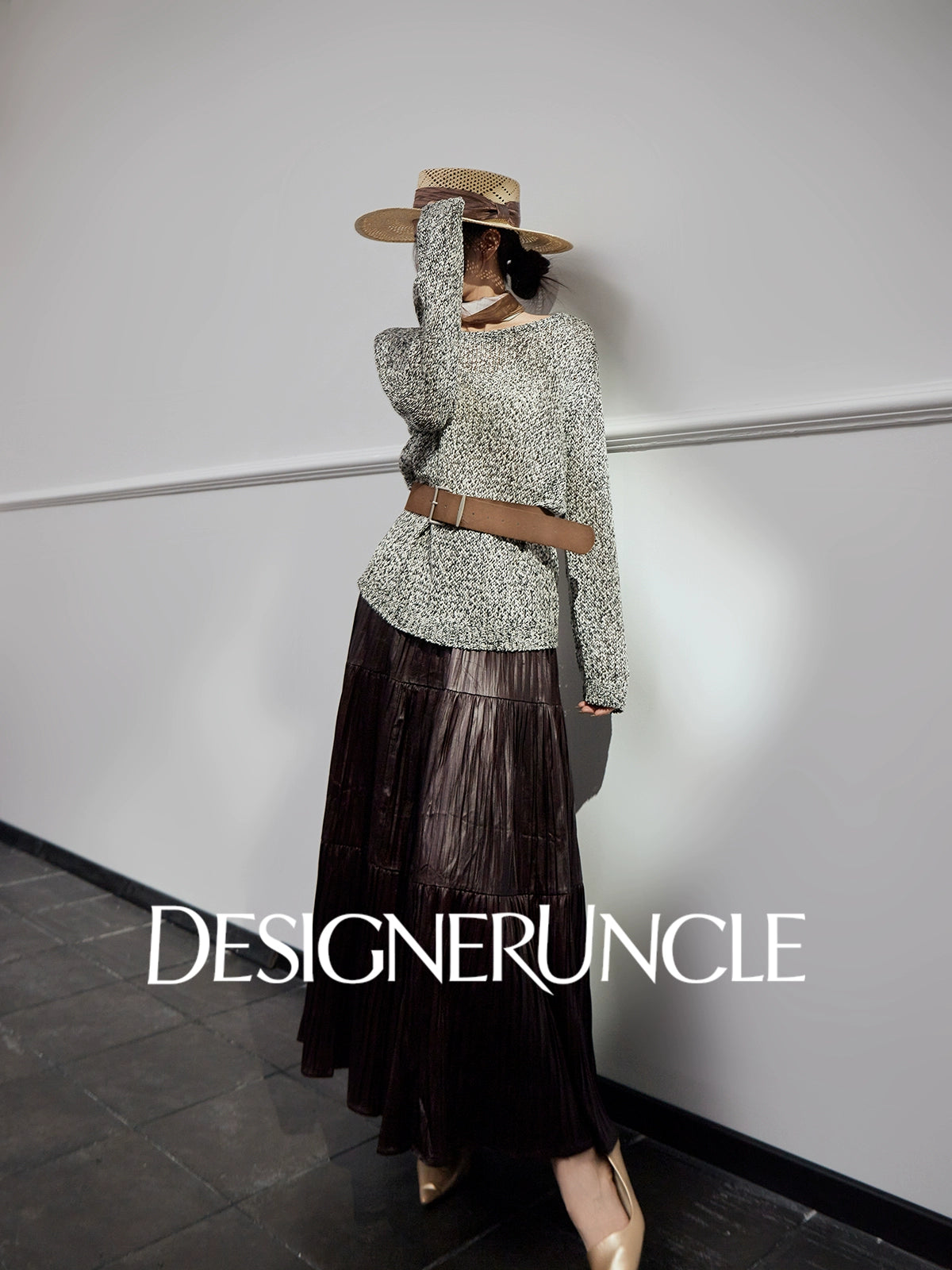 DGU |Flower Gray Knitted New Loose Lazy Style Light Luxury Niche Design Pullover - CHANT.