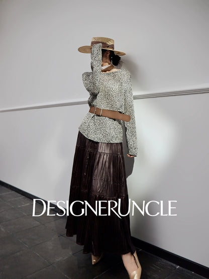 DGU |Flower Gray Knitted New Loose Lazy Style Light Luxury Niche Design Pullover - CHANT.