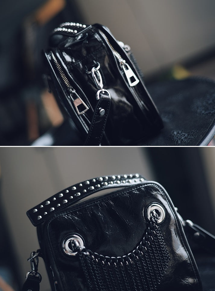 IUBallet Elegant Messenger Leather Black Bag - DANEL.