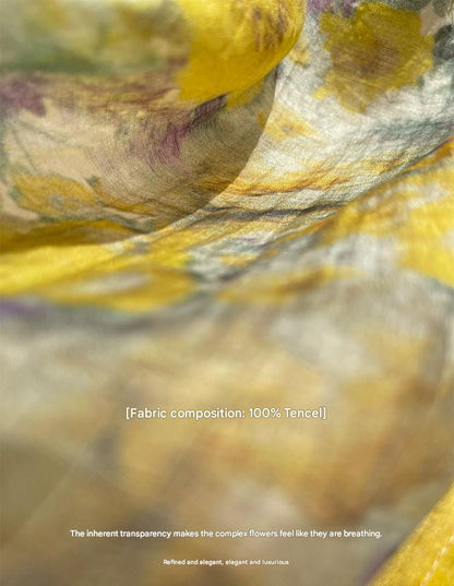 LE VENT&TES AILES Artistic 100% Silk  floral Printed Dress - NINA