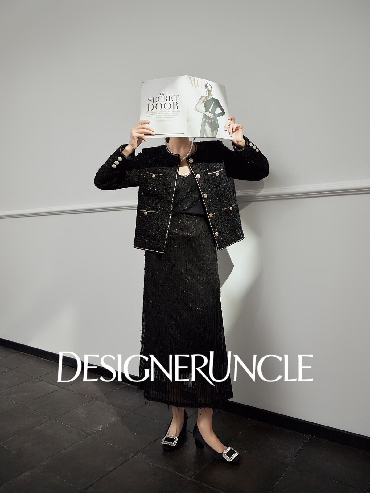 DGU "Gilded" black jacket small fragrance celebrity temperament commuter versatile top - Bobby.