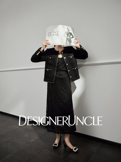 DGU "Gilded" black jacket small fragrance celebrity temperament commuter versatile top - Bobby.