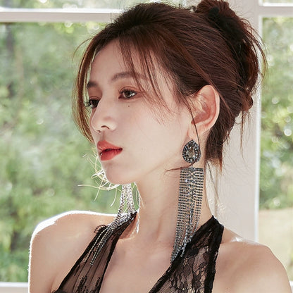 DOLLY Elegant Rhinestone Diamond Tassel Chic Earrings-ABIGAIL