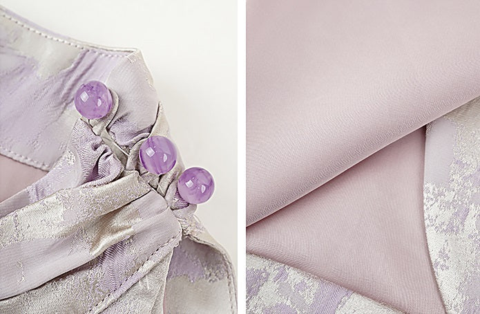 HECO Jacquard Cross Slit Pile Collar Red White Purple Crop Top Women - WORSHIP.