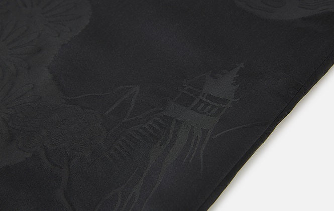 ZHUCHONGYUN black new Chinese silk satin jacquard wide-leg trousers-LAD.