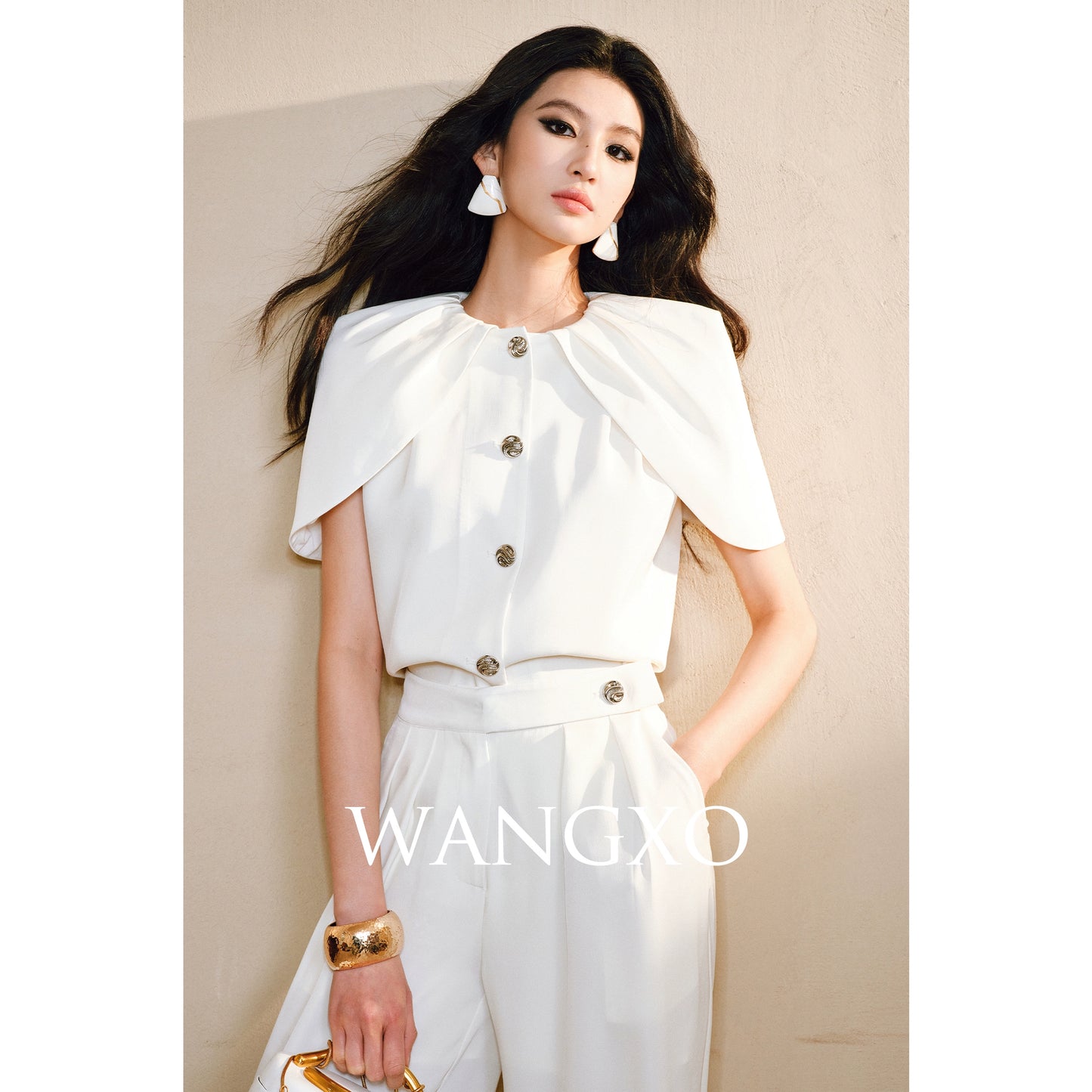 WANGXO | Skin-Friendly Fabric with High-End Metal Buckle Hand-Pinched Layered Urban Suit -NIXI