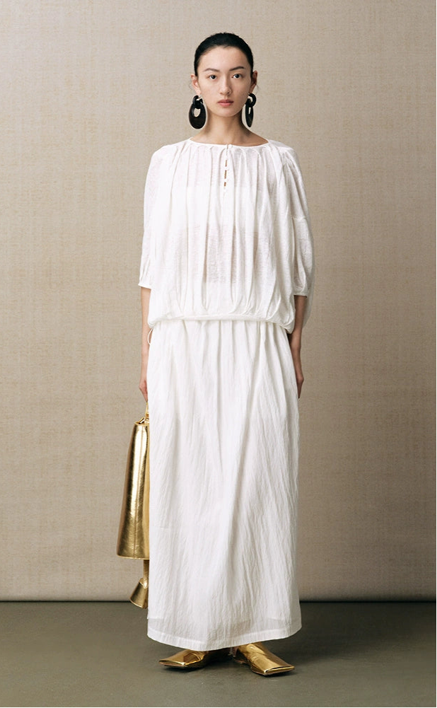 ZHUCHONGYUN crew neck spherical loose pinch knit top--RIKA.