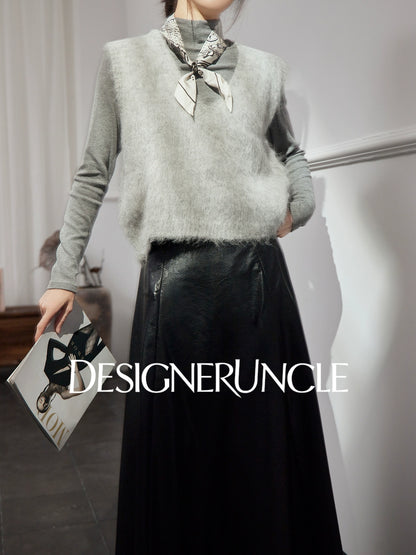 DGU "Qi Mist" light gray plush outer wear versatile commuter slimming top - HIGGS