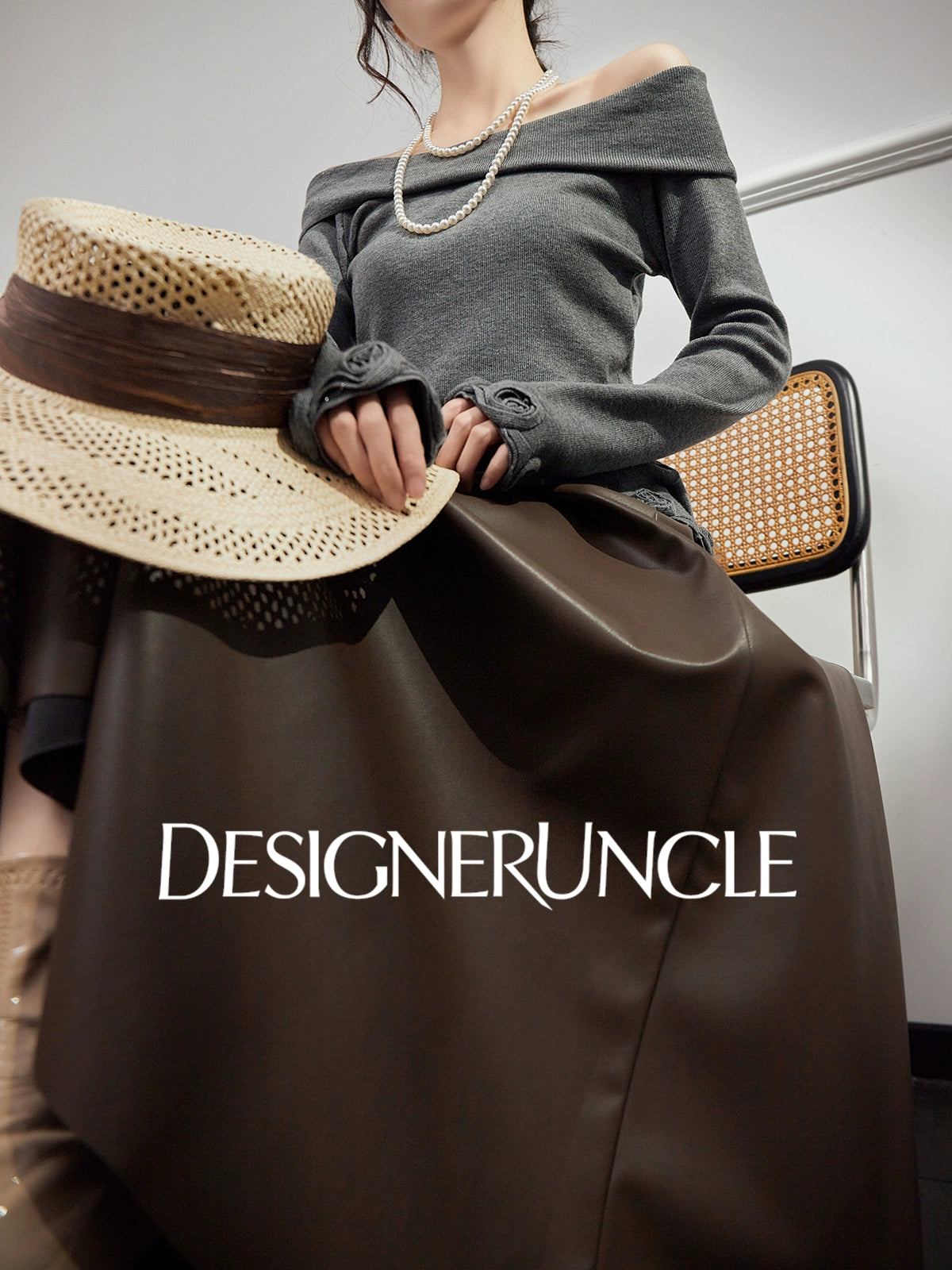 DGU|Gray Knitted Sweater Niche Long-Sleeved Top  - GLORY.