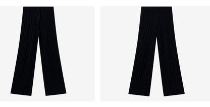 COMME MOI Lv Yan designer summer women's black thin texture knitted straight pants - AYLA.