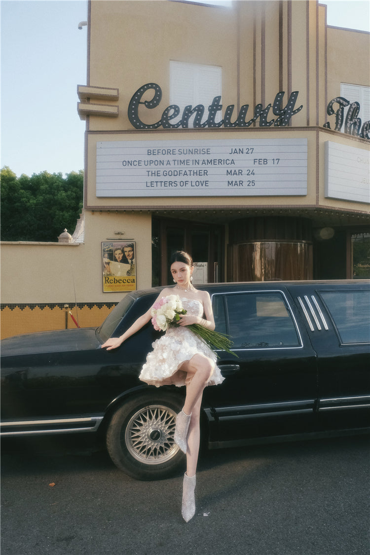 Wardrobes by Chen Luxury Strapless Embroidered Crystal Flower Evening bridal Dress-Florence