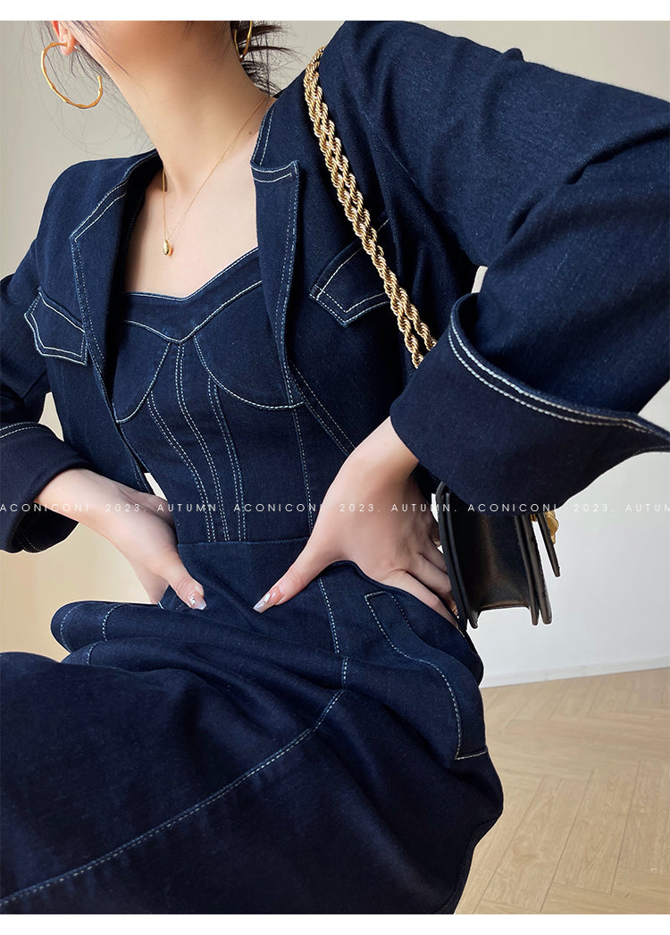 Aconiconi Luxury Blue Denim jacket - Poetry from the Other Shore