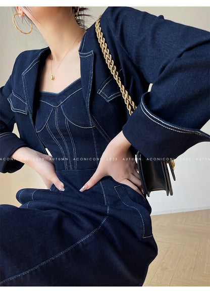 Aconiconi Luxury Blue Denim jacket - Poetry from the Other Shore