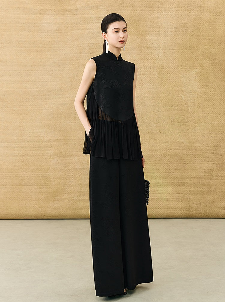 HECO New Chinese Acetate Jacquard Mesh Stitching T-Shirt - ANGEL.