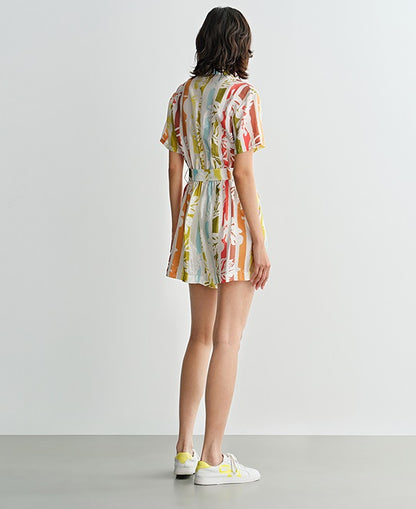 COMME MOI Lv Yan designer summer beach vacation short sleeve printed jumpsuit - SOPHIA.