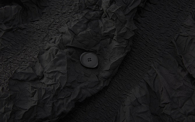 ZHUCHONGYUN light wrinkle buttoned black jacket-ROU.