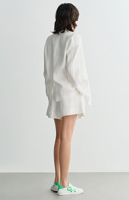 COMME MOI White Commuter Linen Notched Lapel Suit - MESSIAH.