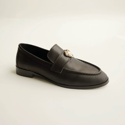 B-FEI classic black leather round-toe shoes-CHOJI.