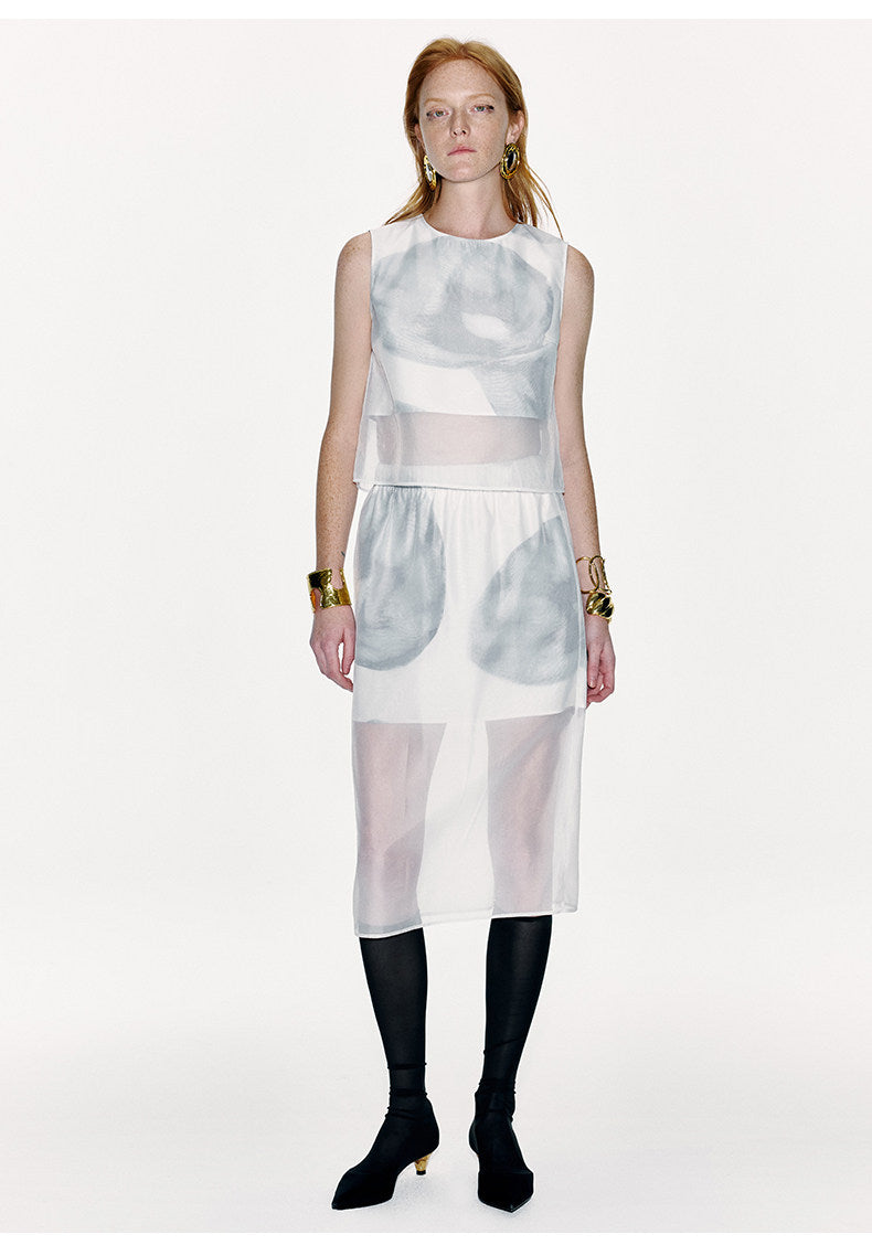 ATELIER MISS LU Calla Lily Print Fake Two-Piece Skirt - SARAH.