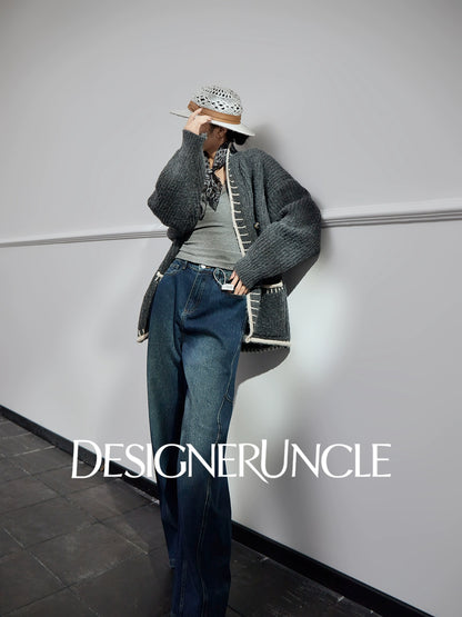 DGU|Gray sweater new design sense niche loose and lazy knitted top jacket - CONSTANT.