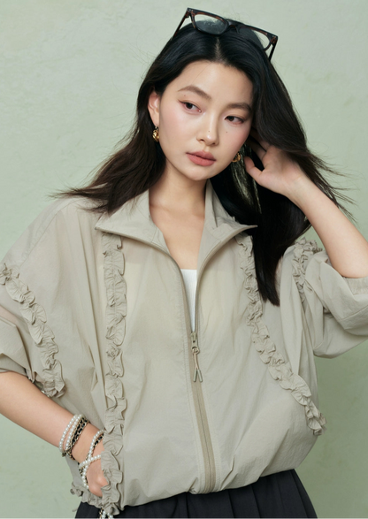 SUSHE Trim Drawstring Jacket-CARA