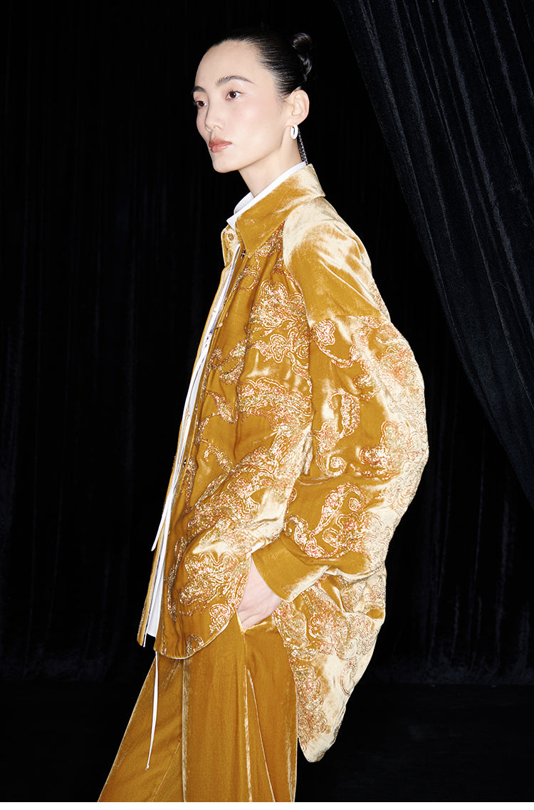 M essential Mackay designer brand Juyi velvet baggy shirt coat -  GREATFUL.