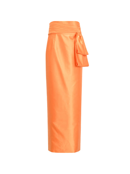 M essential Mackay designer halo stand-up collar jacket orange skirt suit  - Guaida.