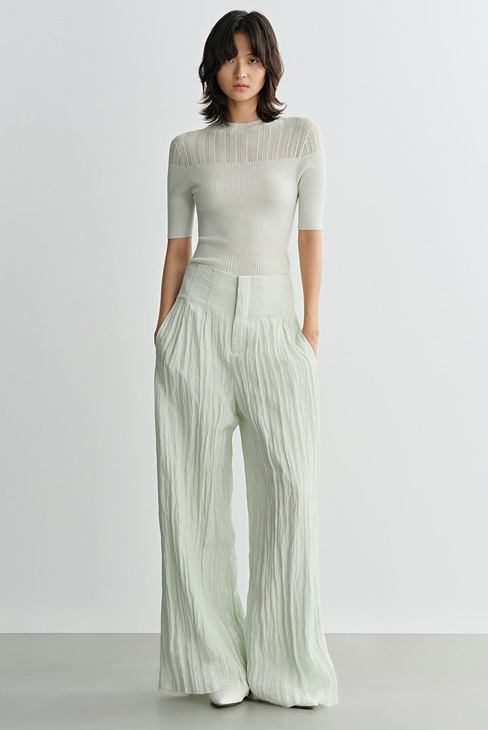 COMME MOI high-waisted pressed pleated wide-leg pant - TOBIAS.