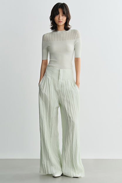 COMME MOI high-waisted pressed pleated wide-leg pant - TOBIAS.