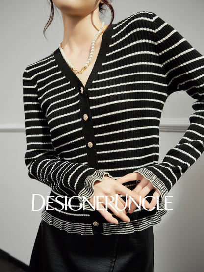 DGU "Ink Sequence" special black temperament and versatile slimming design striped jacket -  Francis ?