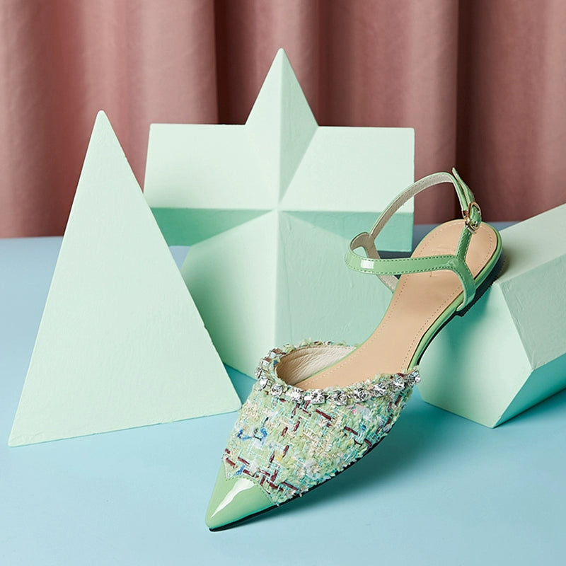 B-FEI hand-spliced pointed flat sandals shoes. JOSH.