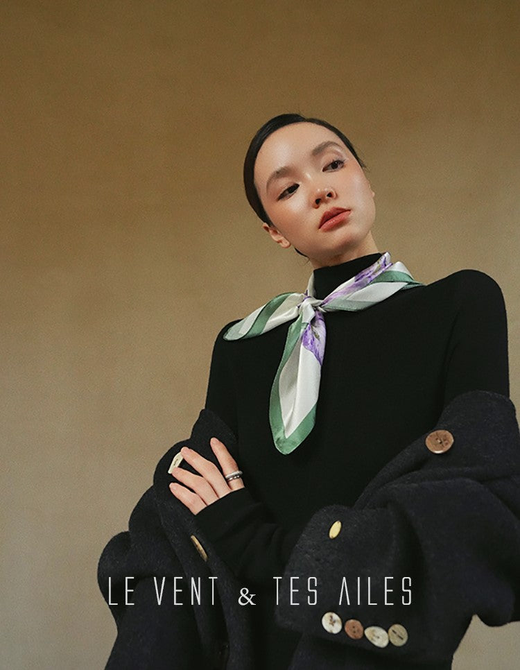 LE VENT&TES AILES Luxury winter camel hair tweed scarf jacket coat-ROSA.