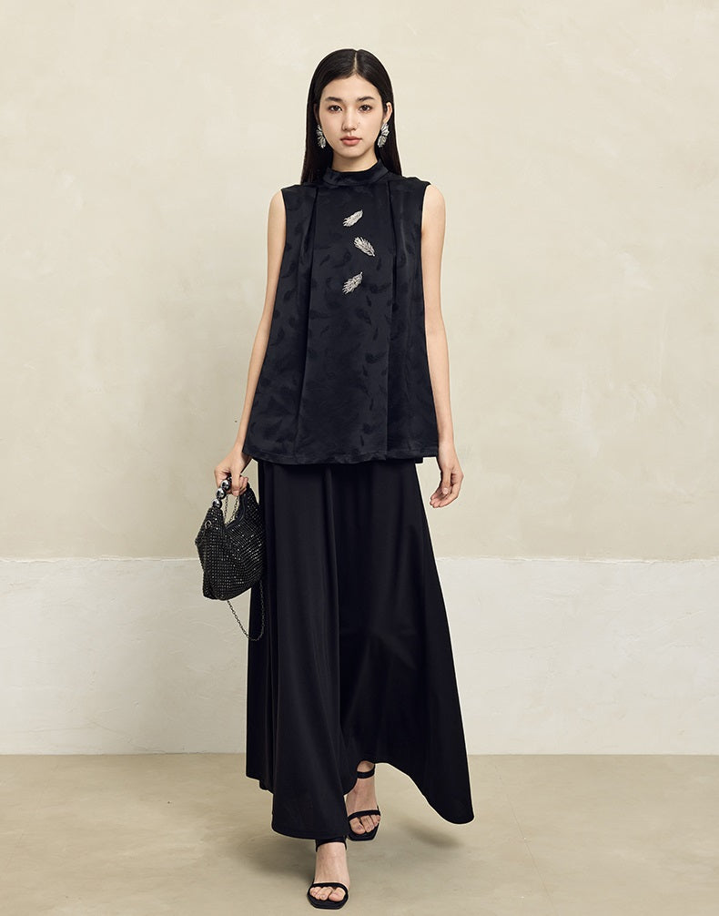 HECO Handmade Beaded Acetate Jacquard Sleeveless Top Women - KING.