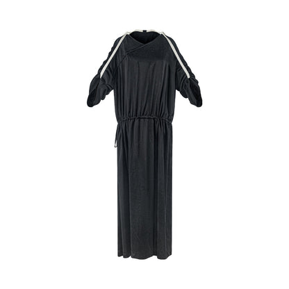 TUYUE Black Cupro Matte Loose Waist Lace-Up Dress - KARL.