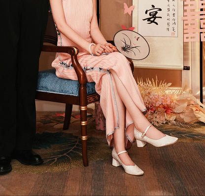 Pjjuu  Wedding Bridal square Heels  mary jane pumps- REIGN