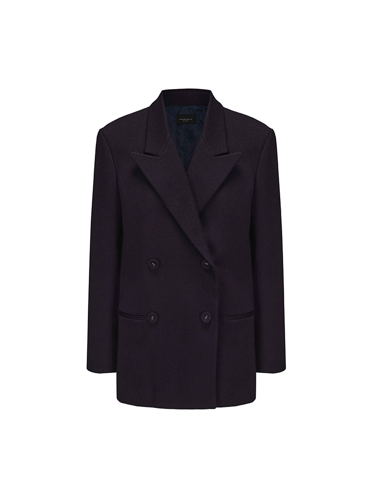 ATELIER MISS LU Double-breasted Vintage Sheep Wool Blazer - ALLEN.