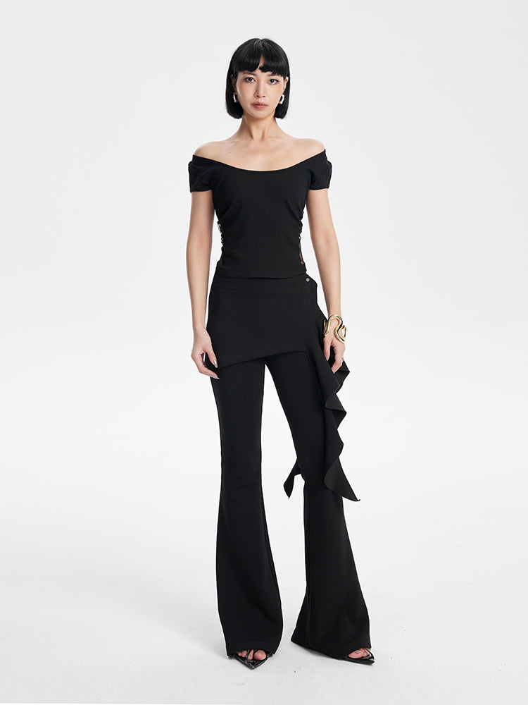 TINY IN  Short Lace Sexy One-Shoulder Top-NAM